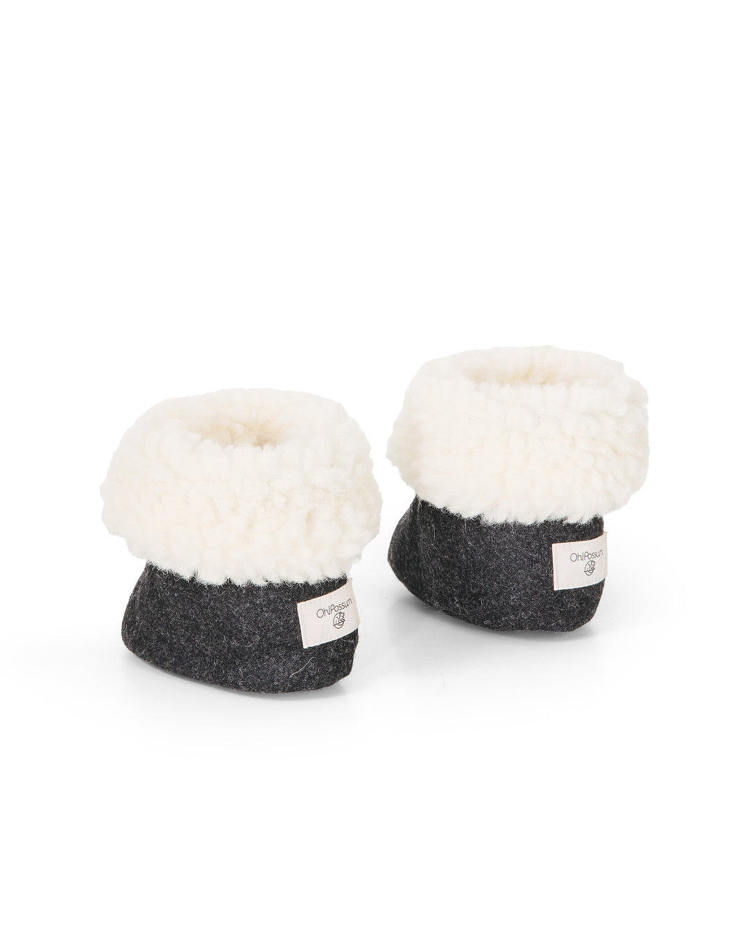 Leicht, warm und atmungsaktiv - Merino Booties für Babys in Farbe Anthrazit