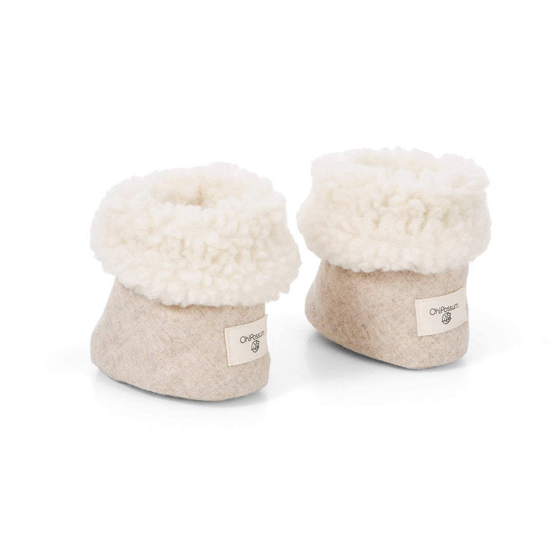 Weiche Booties aus Merinowolle und Loden – von 0-6 Monaten