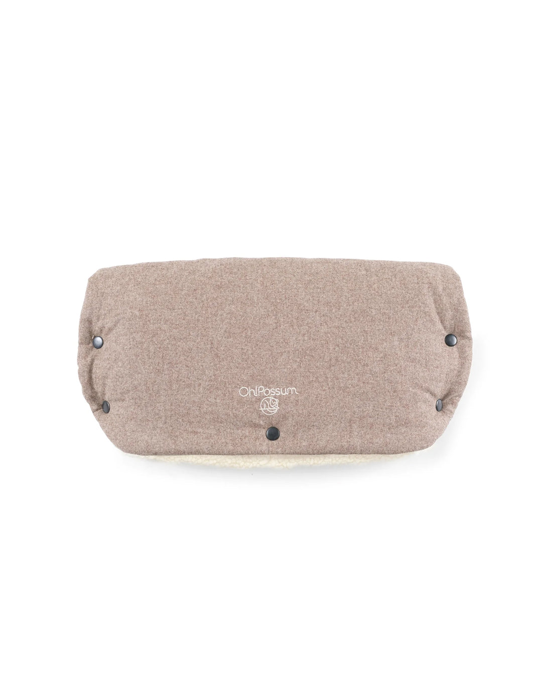 Wärmender Handmuff aus Loden und Merino – ideal für den Kinderwagen in beige