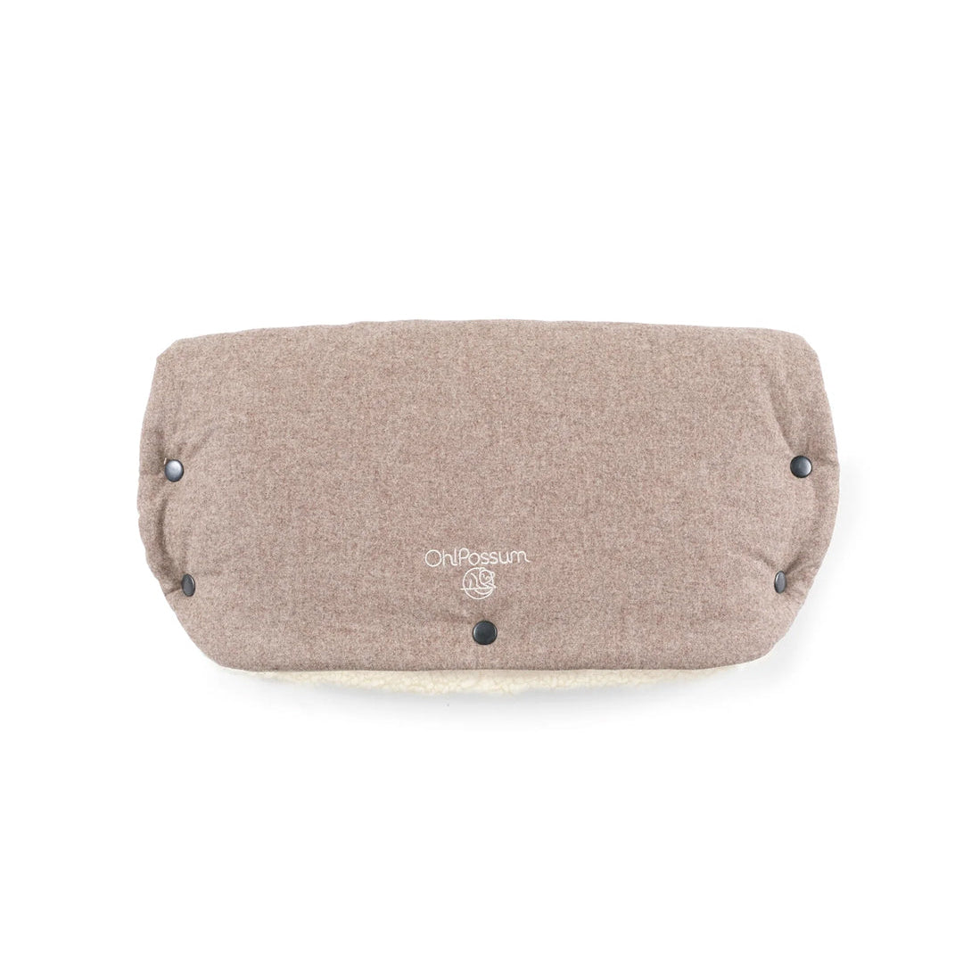 Wärmender Handmuff aus Loden und Merino – ideal für den Kinderwagen in beige